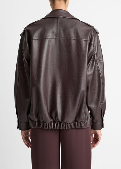 VINCE Women Leather Oversized Biker Jacket in Jackets