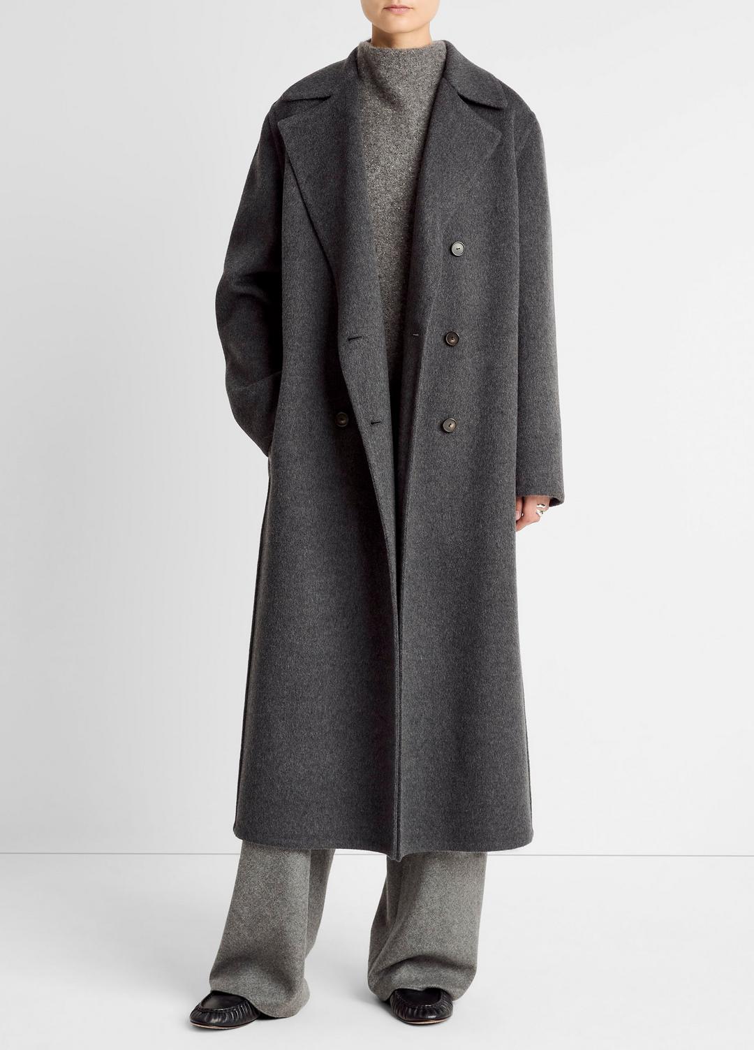 VINCE Women Wool-Blend Double-Breasted Long Coat in Coats