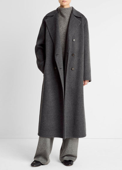VINCE Women Wool-Blend Double-Breasted Long Coat in Coats