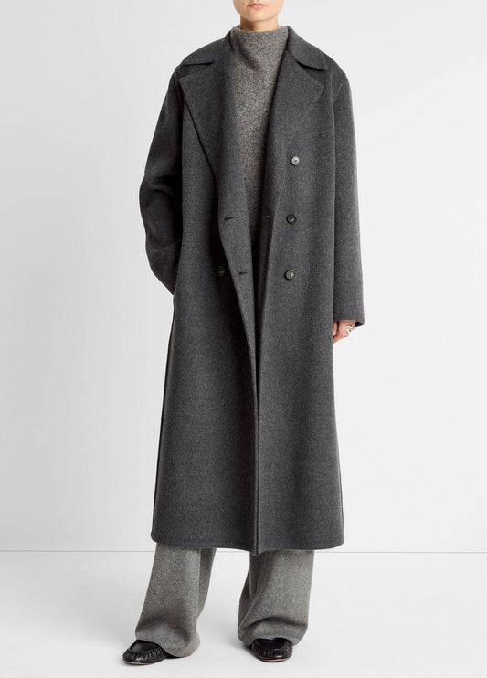VINCE Women Wool-Blend Double-Breasted Long Coat in Coats