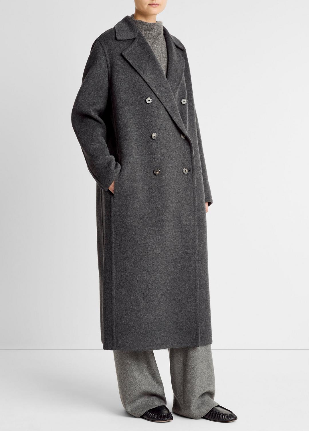 VINCE Women Wool-Blend Double-Breasted Long Coat in Coats