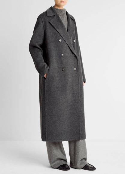 VINCE Women Wool-Blend Double-Breasted Long Coat in Coats