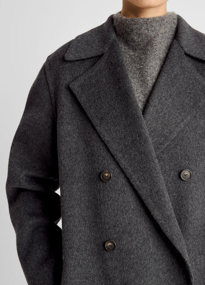 VINCE Women Wool-Blend Double-Breasted Long Coat in Coats