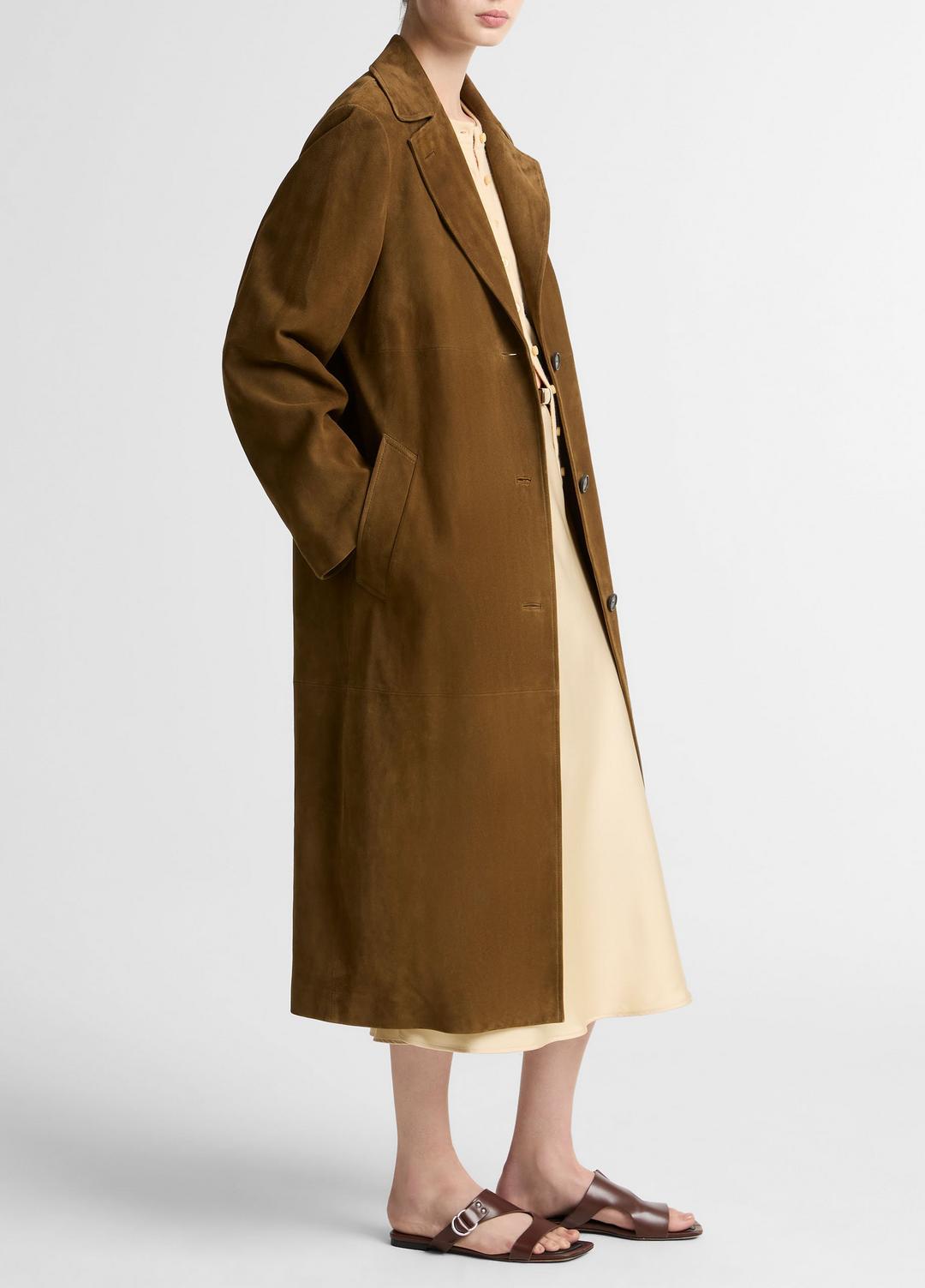 VINCE Women Suede Long Coat in Coats