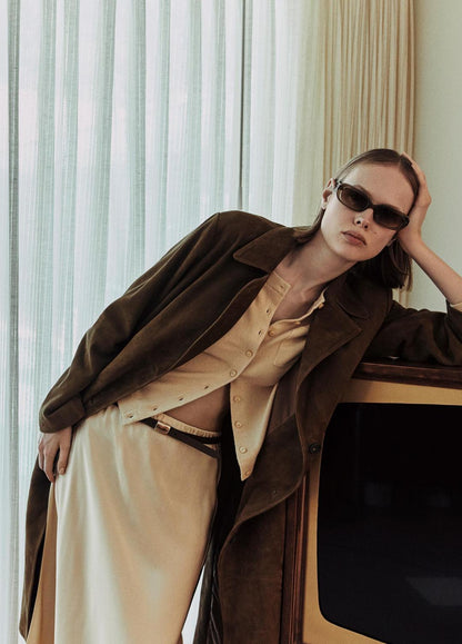 VINCE Women Suede Long Coat in Coats