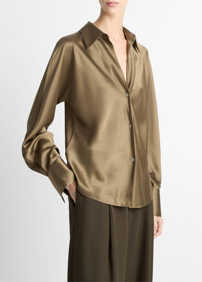 VINCE Women Silk Bias Long-Sleeve Blouse in Long Sleeve