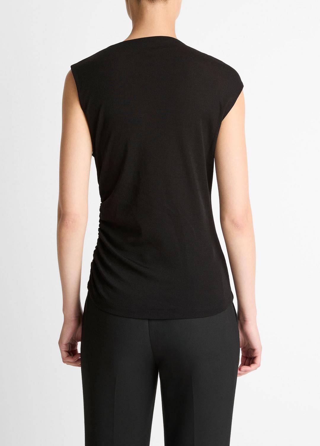 VINCE Women Cinched-Shoulder Wool-Blend Top in Tank Tops