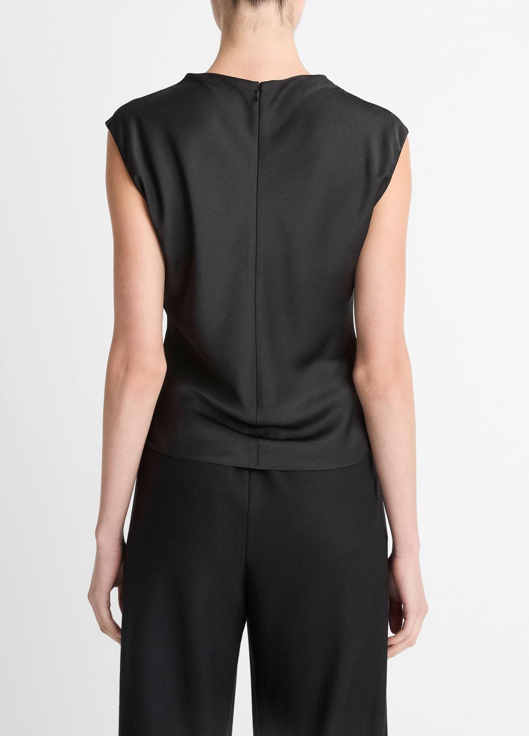 VINCE Women Satin Draped Cowl-Neck Top in Tank Tops