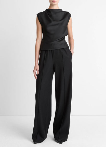 VINCE Women Satin Draped Cowl-Neck Top in Tank Tops