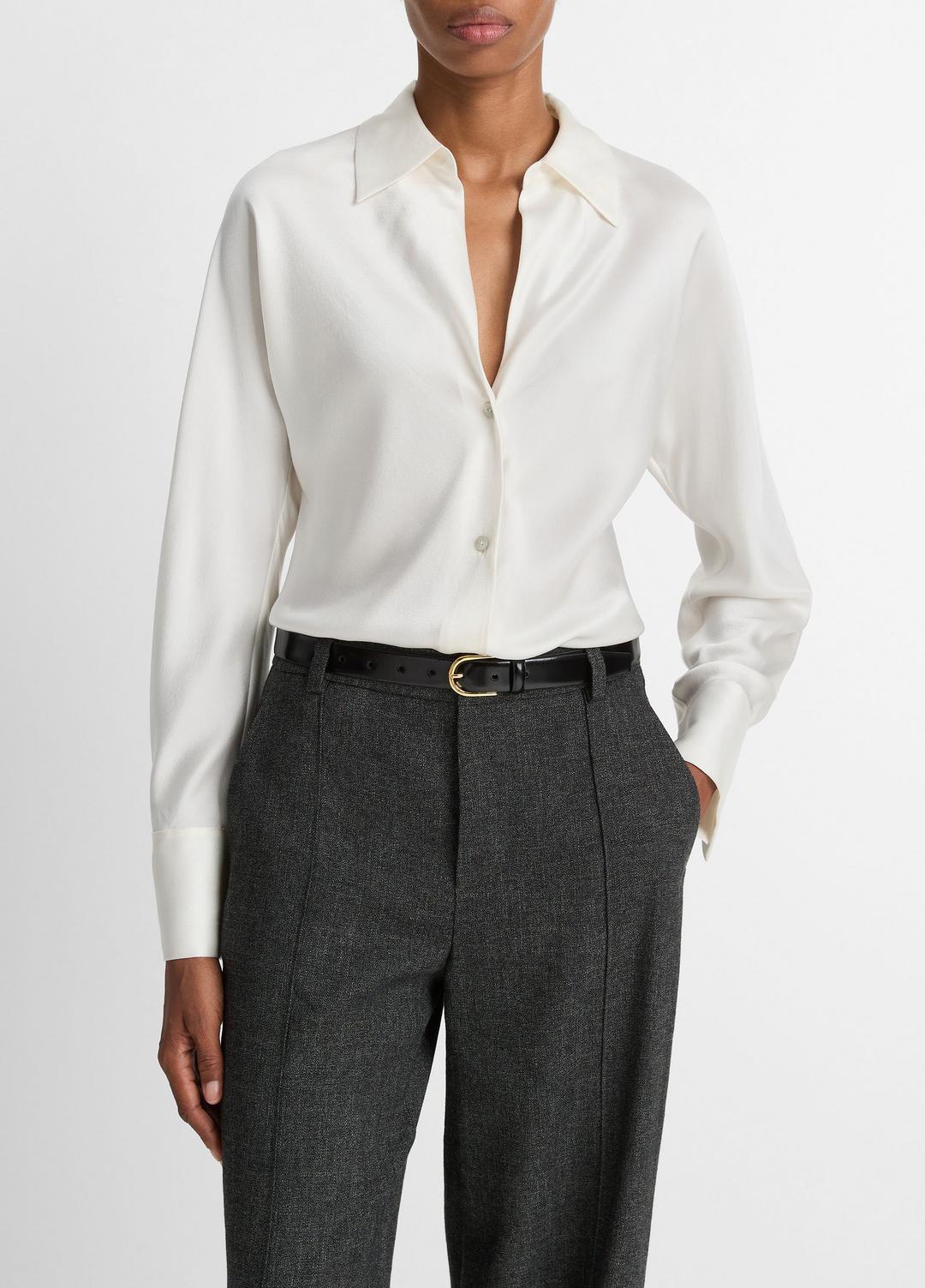 VINCE Women Silk Bias Long-Sleeve Blouse in Long Sleeve