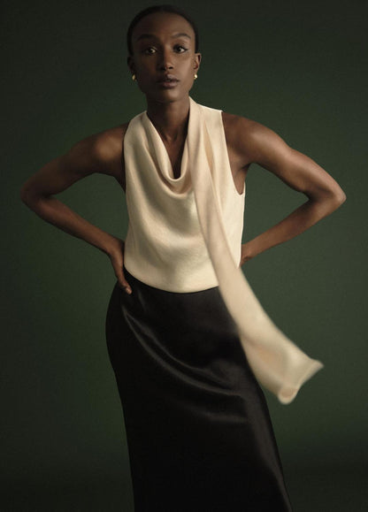 VINCE Women Satin Scarf Top in Tank Tops
