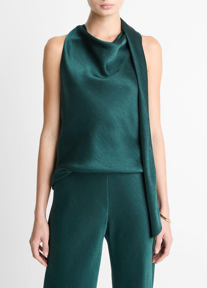 VINCE Women Satin Scarf Top in Tank Tops