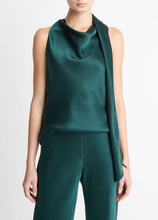 VINCE Women Satin Scarf Top in Tank Tops