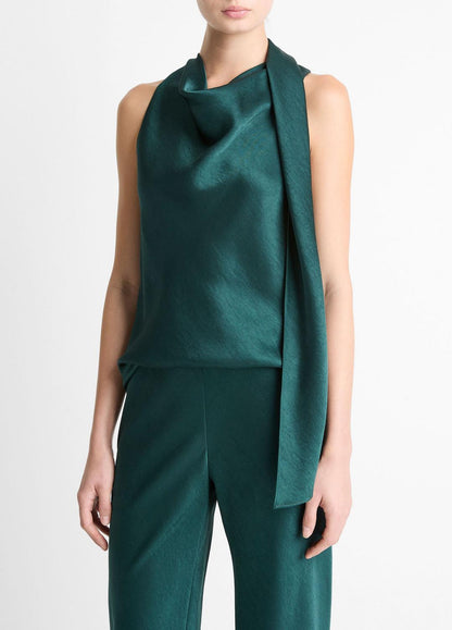 VINCE Women Satin Scarf Top in Tank Tops