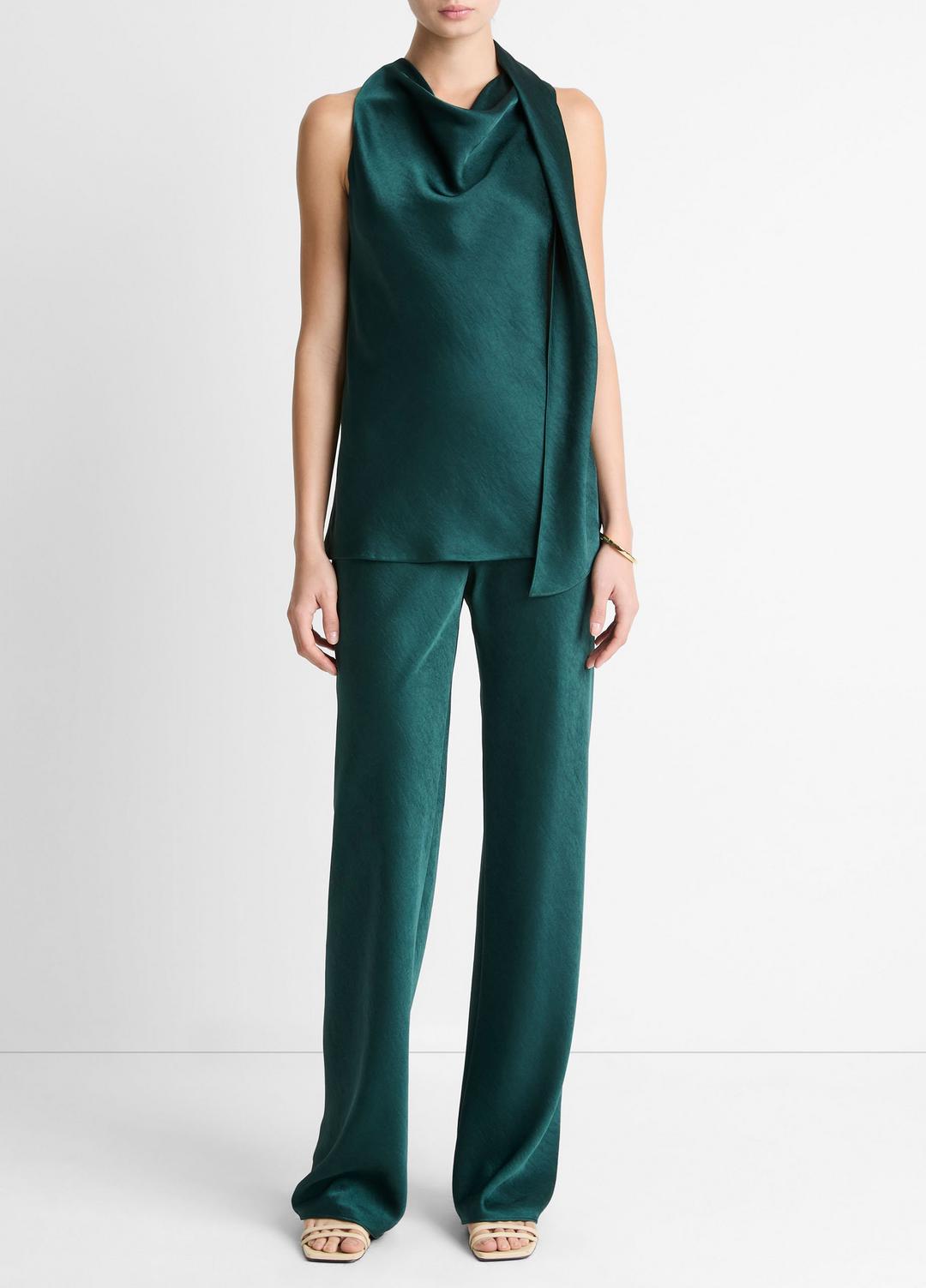 VINCE Women Satin Scarf Top in Tank Tops