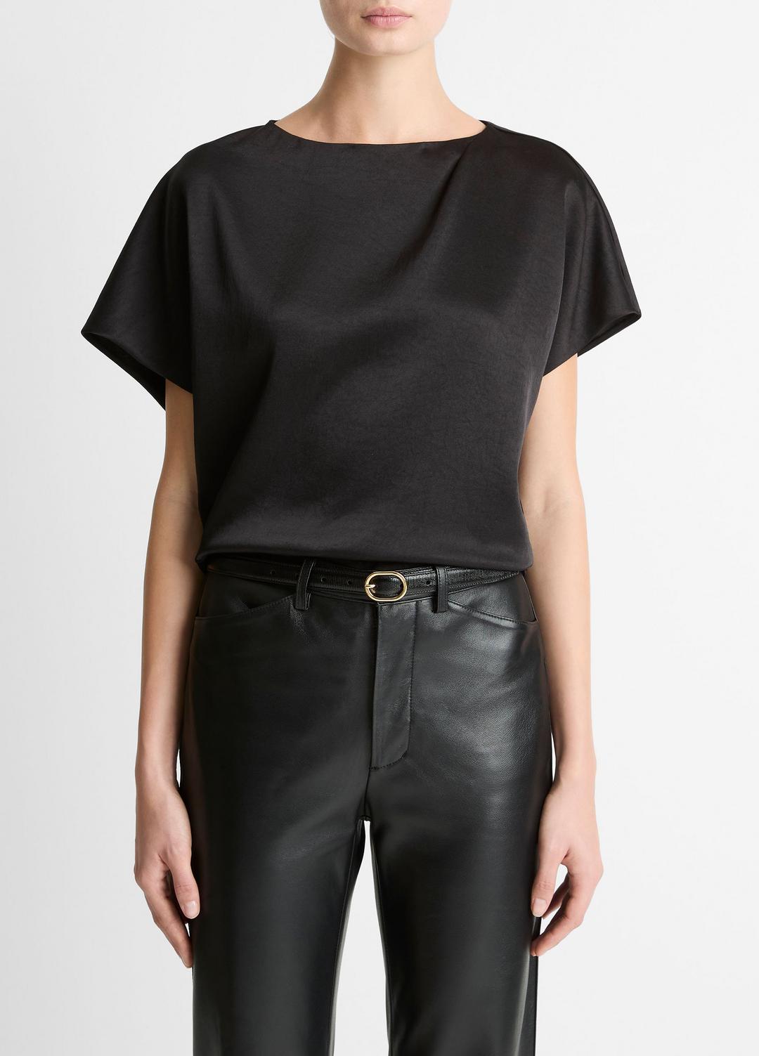 VINCE Women Draped Satin Dolman-Sleeve Blouse in Short Sleeve
