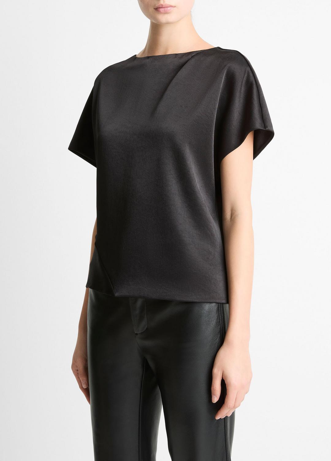 VINCE Women Draped Satin Dolman-Sleeve Blouse in Short Sleeve