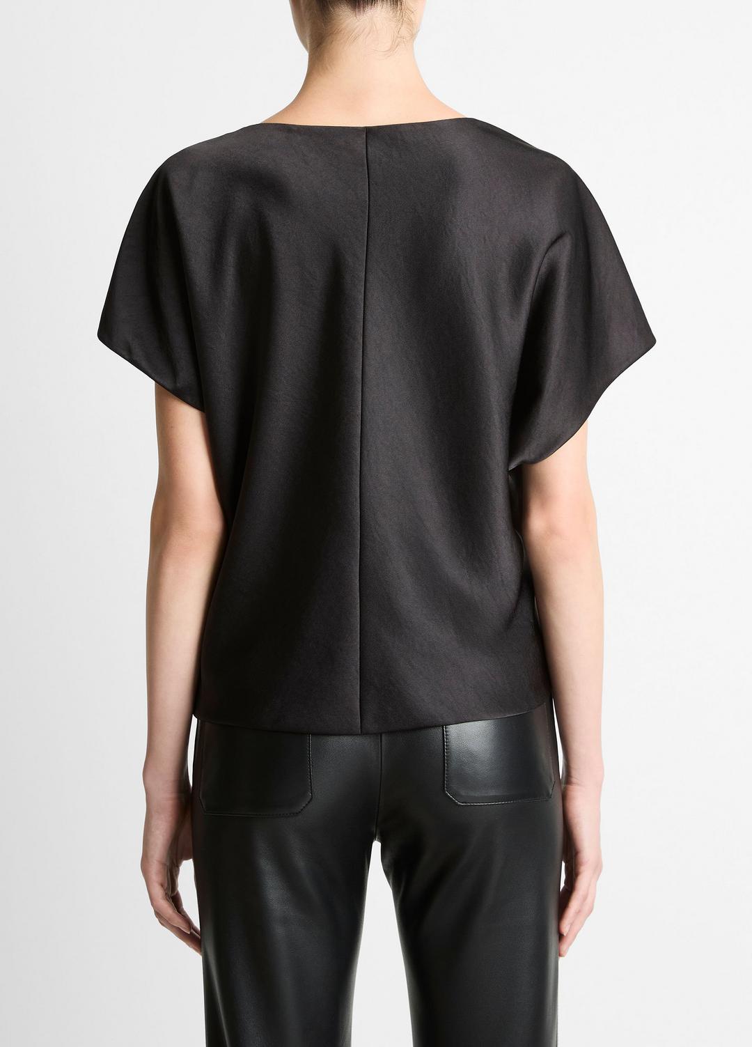 VINCE Women Draped Satin Dolman-Sleeve Blouse in Short Sleeve