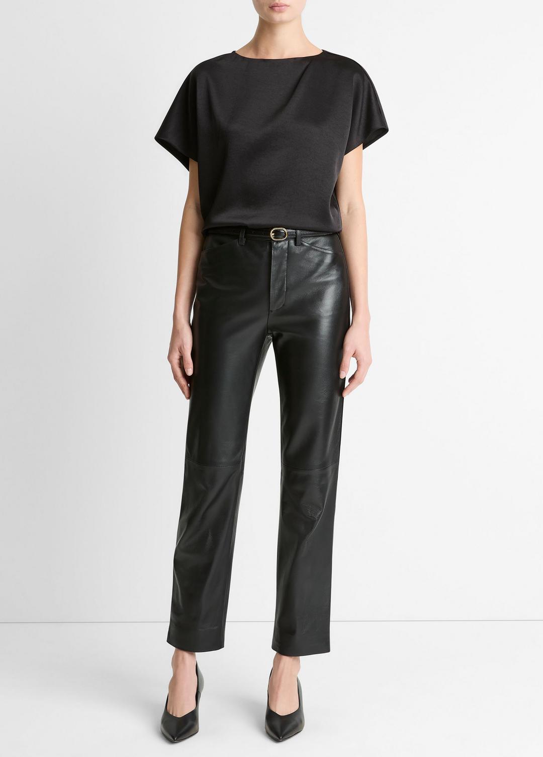 VINCE Women Draped Satin Dolman-Sleeve Blouse in Short Sleeve