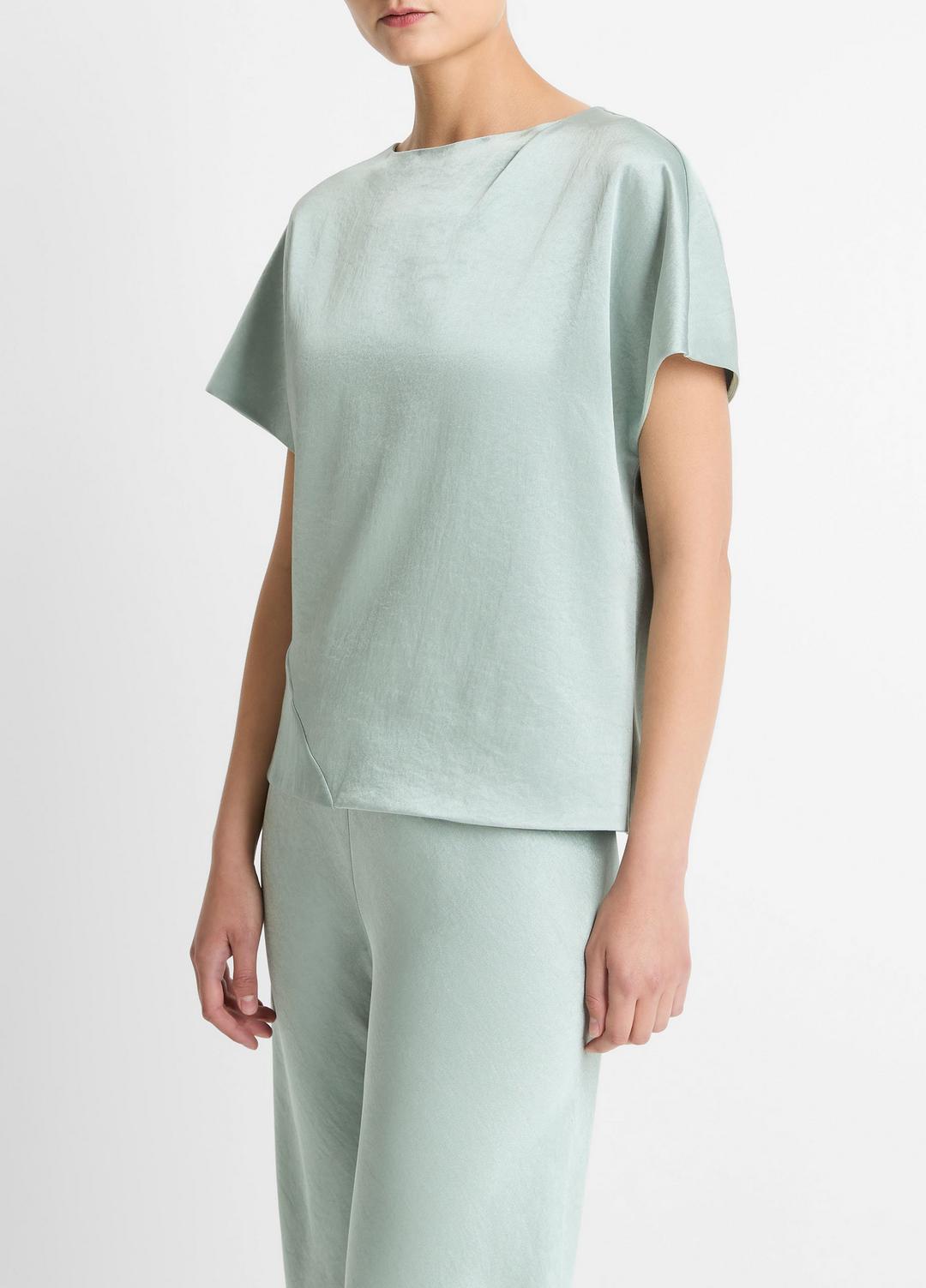 VINCE Women Draped Satin Dolman-Sleeve Blouse in Short Sleeve