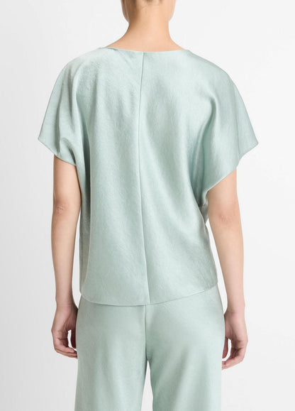 VINCE Women Draped Satin Dolman-Sleeve Blouse in Short Sleeve