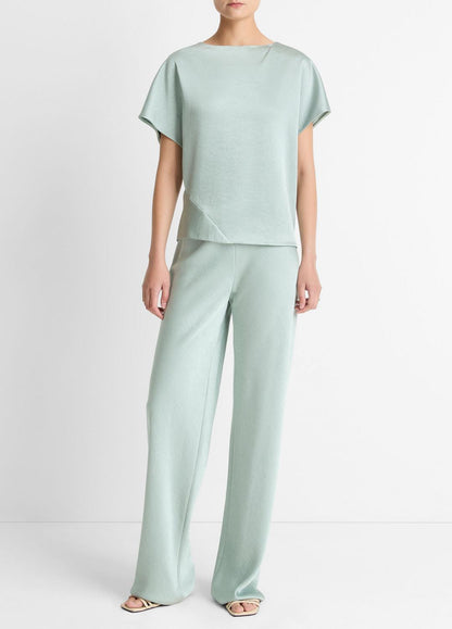 VINCE Women Draped Satin Dolman-Sleeve Blouse in Short Sleeve