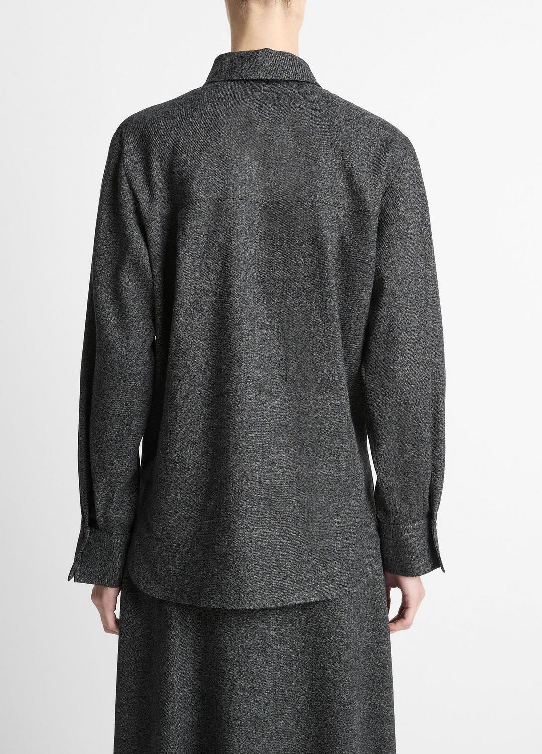 VINCE Women Italian Jaspe Relaxed Button-Front Shirt in Long Sleeve