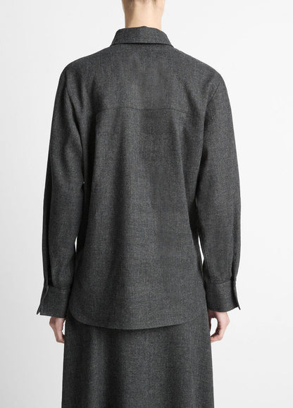 VINCE Women Italian Jaspe Relaxed Button-Front Shirt in Long Sleeve