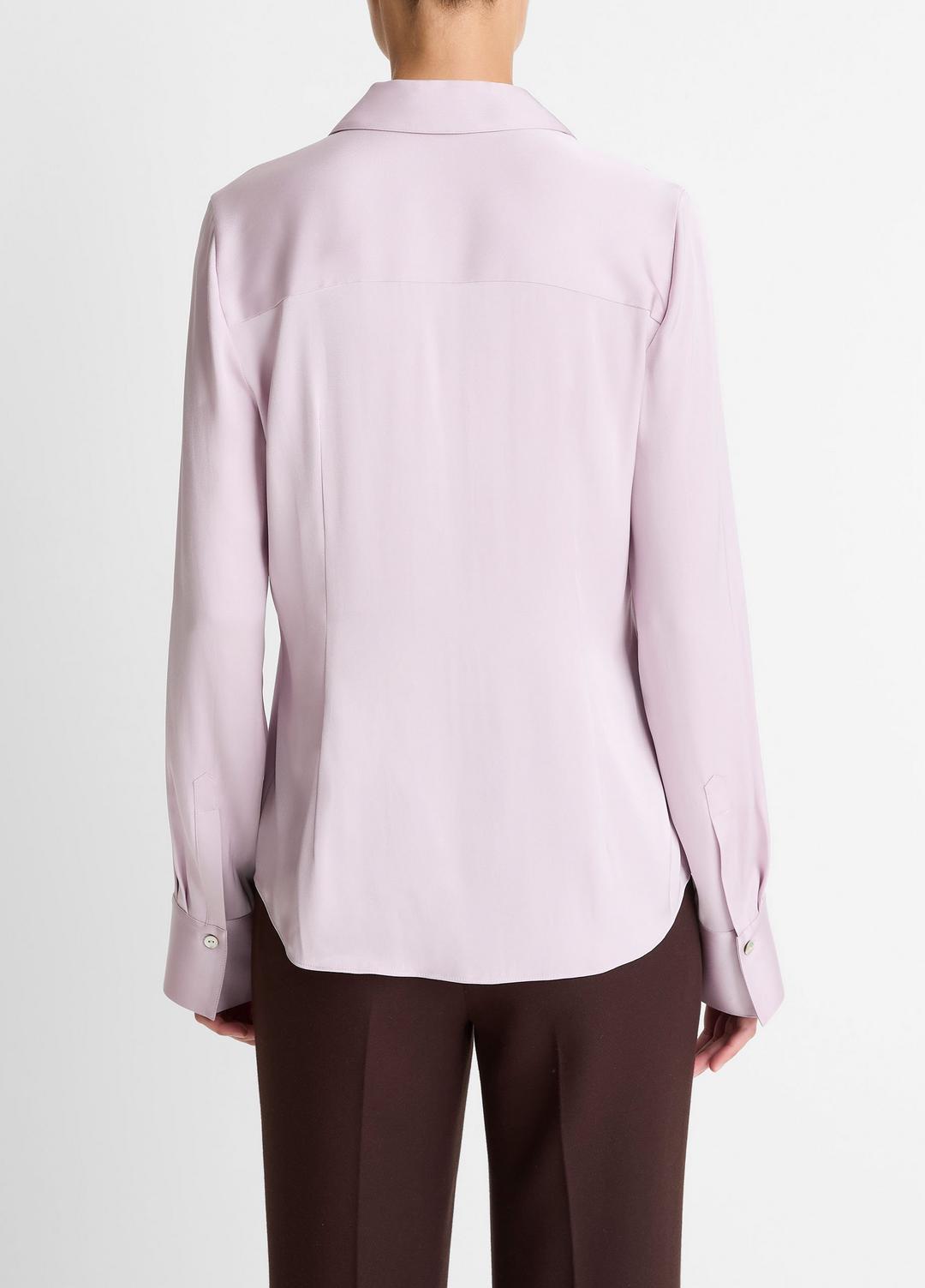 VINCE Women Silk-Blend Slim Button-Front Blouse in Long Sleeve