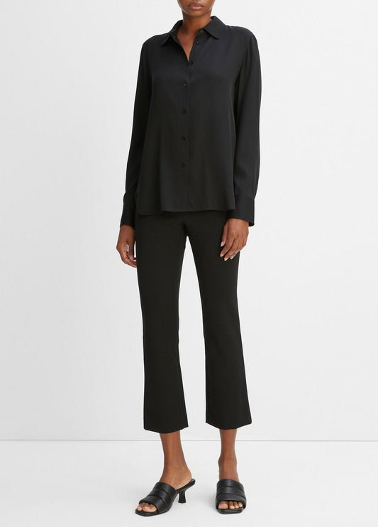 VINCE Women Slim Fitted Stretch-Silk Blouse in Long Sleeve