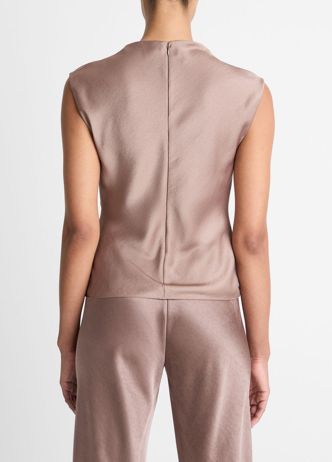 VINCE Women Satin Draped Cowl-Neck Top in Tank Tops