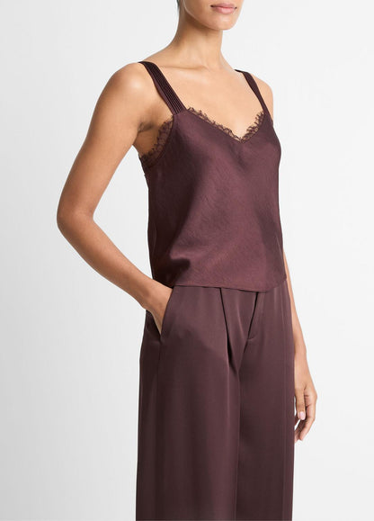 VINCE Women Lace-Trim Satin Camisole in Tank Tops