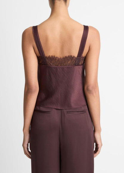 VINCE Women Lace-Trim Satin Camisole in Tank Tops