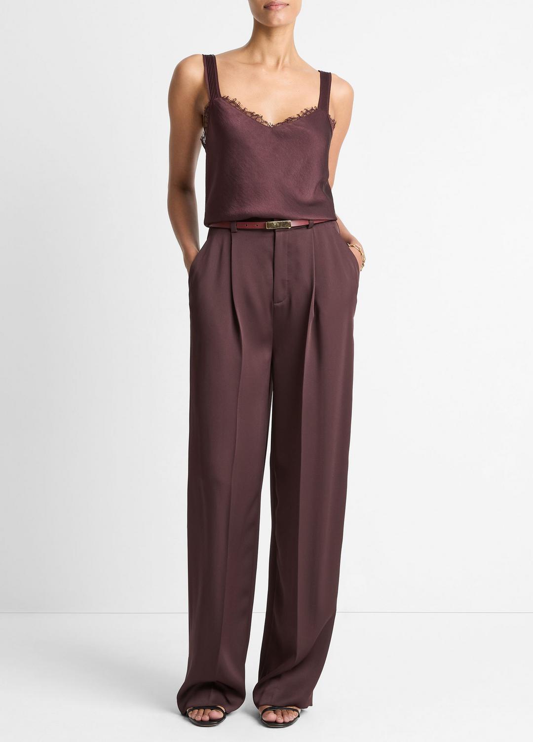 VINCE Women Lace-Trim Satin Camisole in Tank Tops