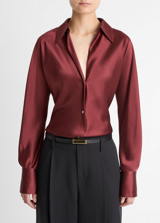 VINCE Women Silk Bias Long-Sleeve Blouse in Long Sleeve
