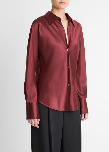 VINCE Women Silk Bias Long-Sleeve Blouse in Long Sleeve
