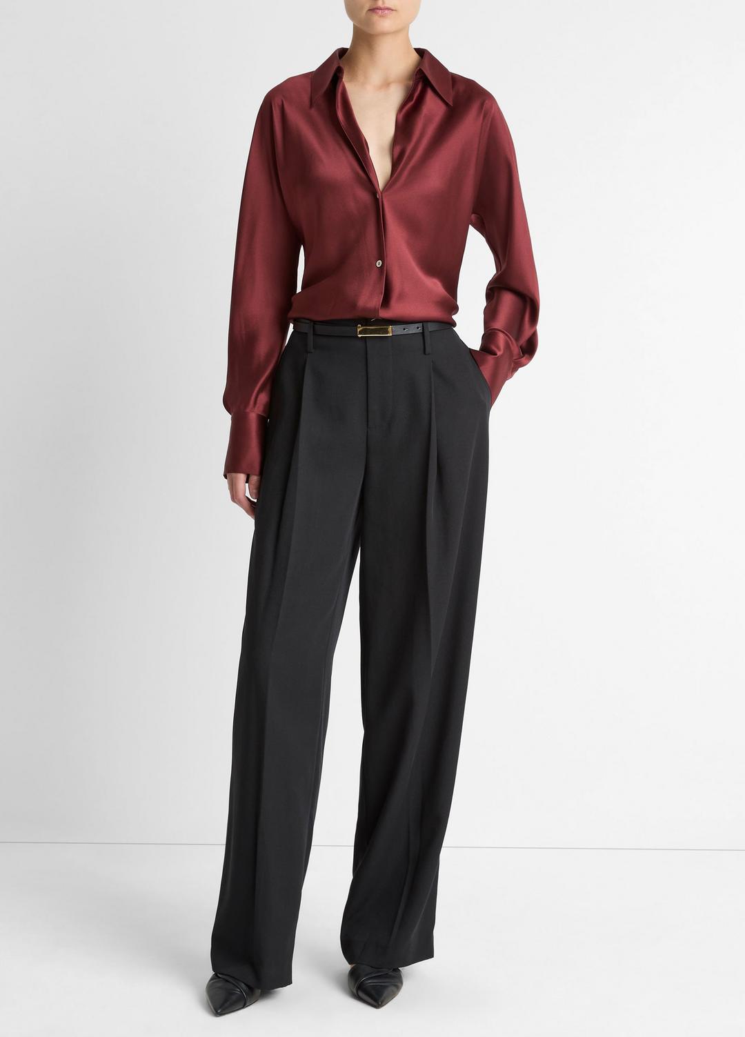 VINCE Women Silk Bias Long-Sleeve Blouse in Long Sleeve