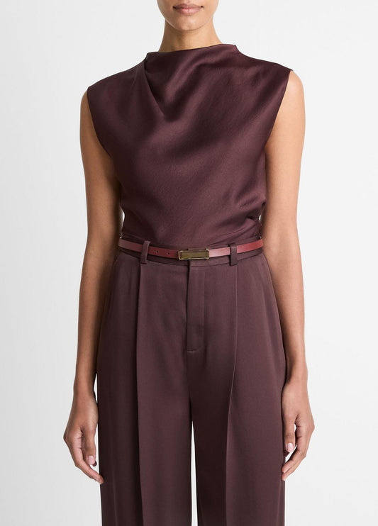 VINCE Women Satin Draped Cowl-Neck Top in Tank Tops