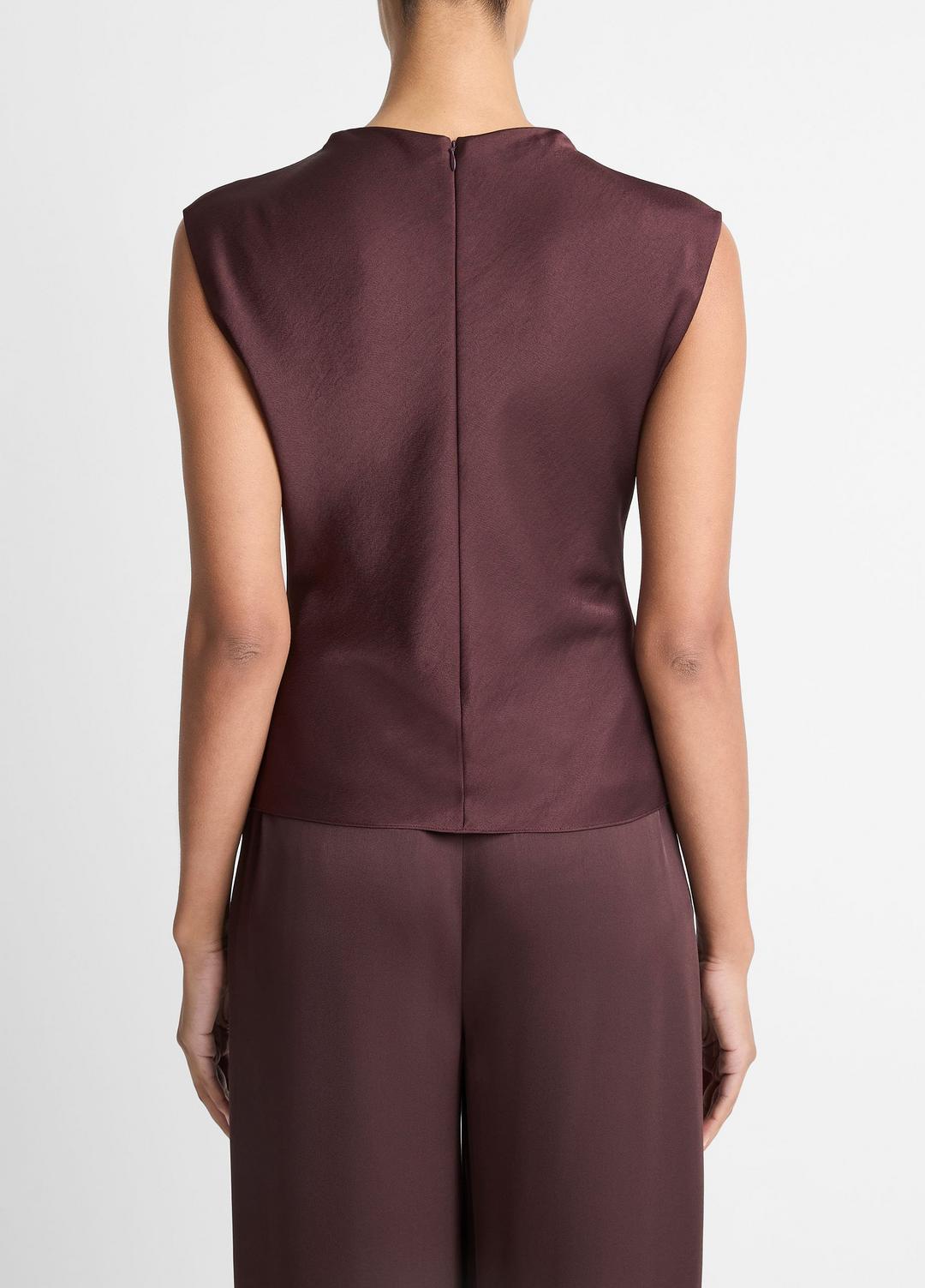 VINCE Women Satin Draped Cowl-Neck Top in Tank Tops