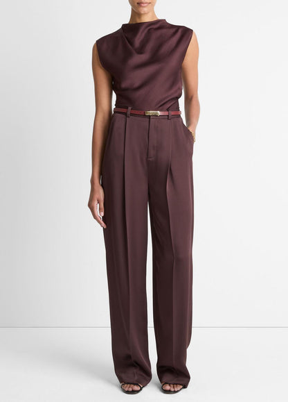 VINCE Women Satin Draped Cowl-Neck Top in Tank Tops