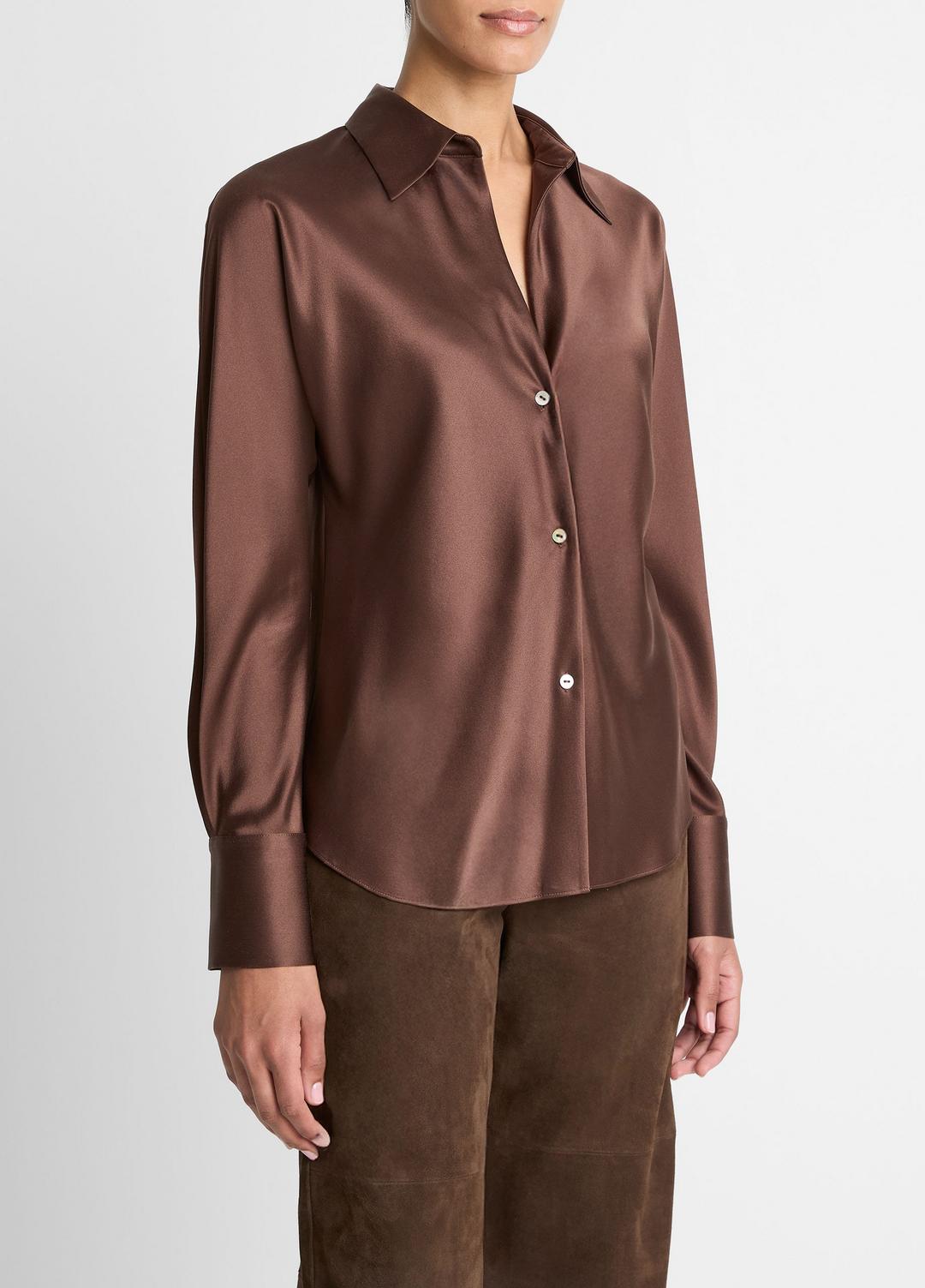 VINCE Women Silk Bias Long-Sleeve Blouse in Long Sleeve