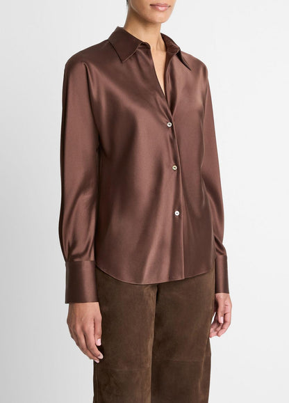 VINCE Women Silk Bias Long-Sleeve Blouse in Long Sleeve