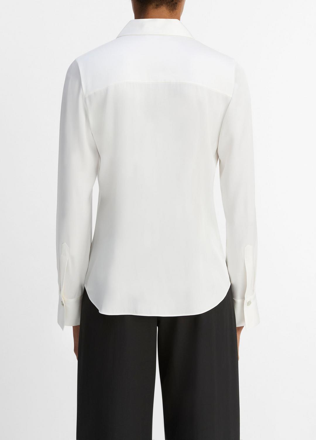 VINCE Women Silk-Blend Slim Button-Front Blouse in Long Sleeve