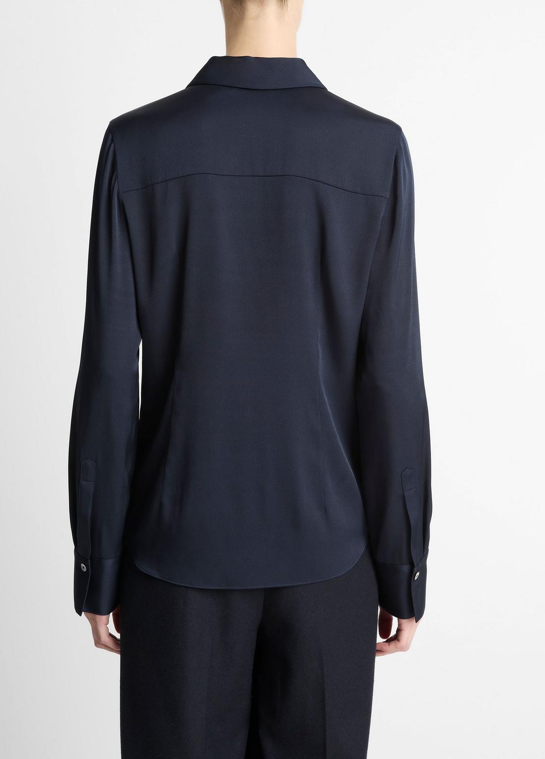VINCE Women Silk-Blend Slim Button-Front Blouse in Long Sleeve