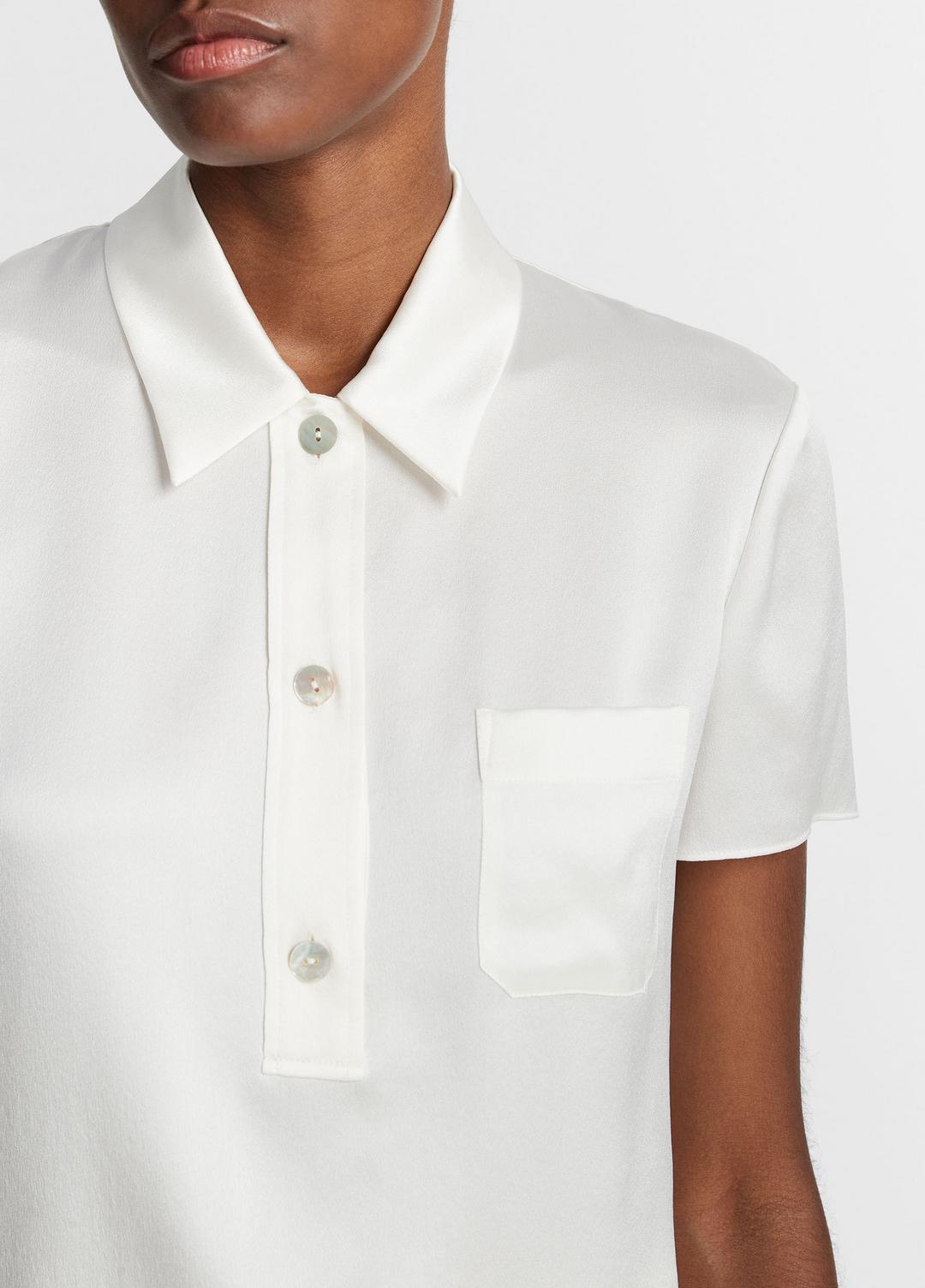 VINCE Women Silk Short-Sleeve Polo Shirt in Short Sleeve