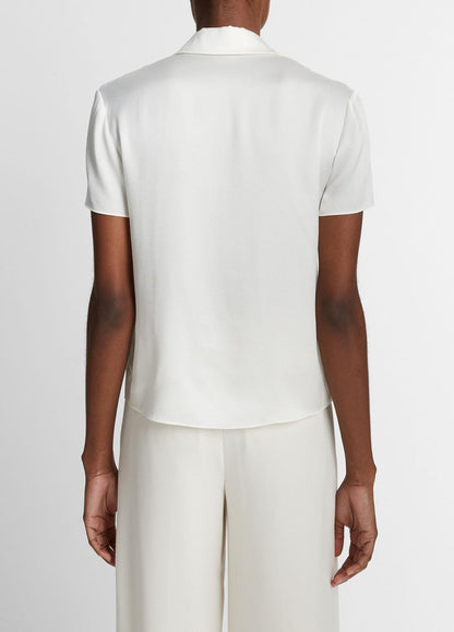 VINCE Women Silk Short-Sleeve Polo Shirt in Short Sleeve