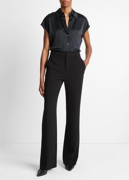 VINCE Women Silk Cap-Sleeve Ruched-Back Blouse in Short Sleeve