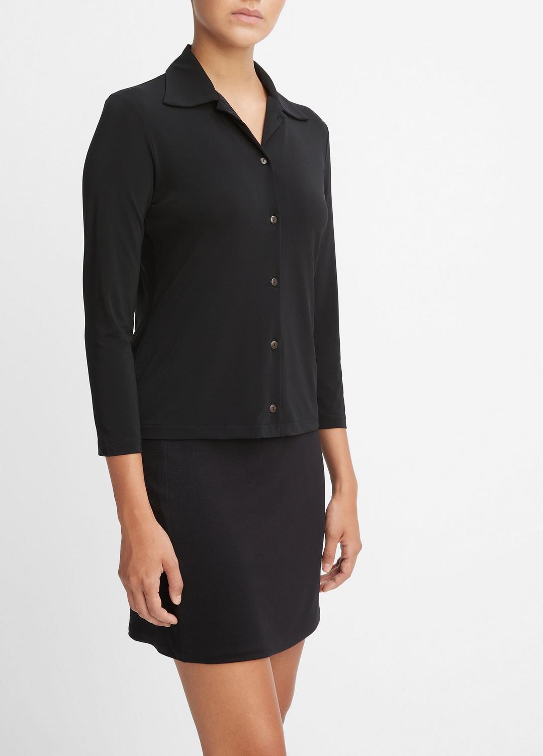 VINCE Women Three-Quarter-Sleeve Button-Front Polo Top in Long Sleeve