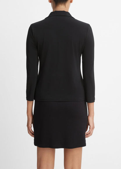 VINCE Women Three-Quarter-Sleeve Button-Front Polo Top in Long Sleeve