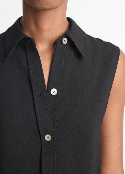 VINCE Women Sleeveless Button-Front Shirt in Short Sleeve